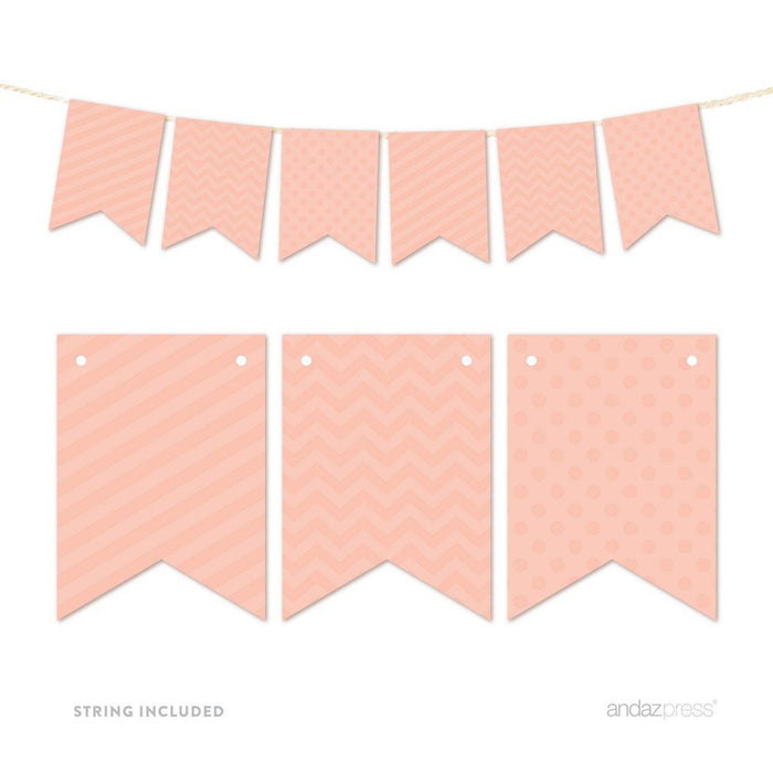 Hanging Pennant Banner Party Garland Decor-Set of 21-Andaz Press-Peach-