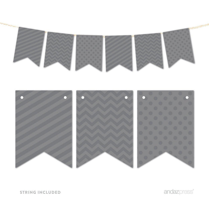 Hanging Pennant Banner Party Garland Decor-Set of 21-Andaz Press-Platinum Gray-
