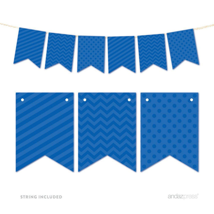Hanging Pennant Banner Party Garland Decor-Set of 21-Andaz Press-Royal Blue-