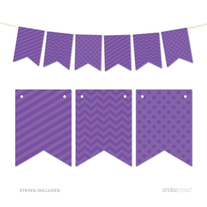 Hanging Pennant Banner Party Garland Decor-Set of 21-Andaz Press-Royal Purple-