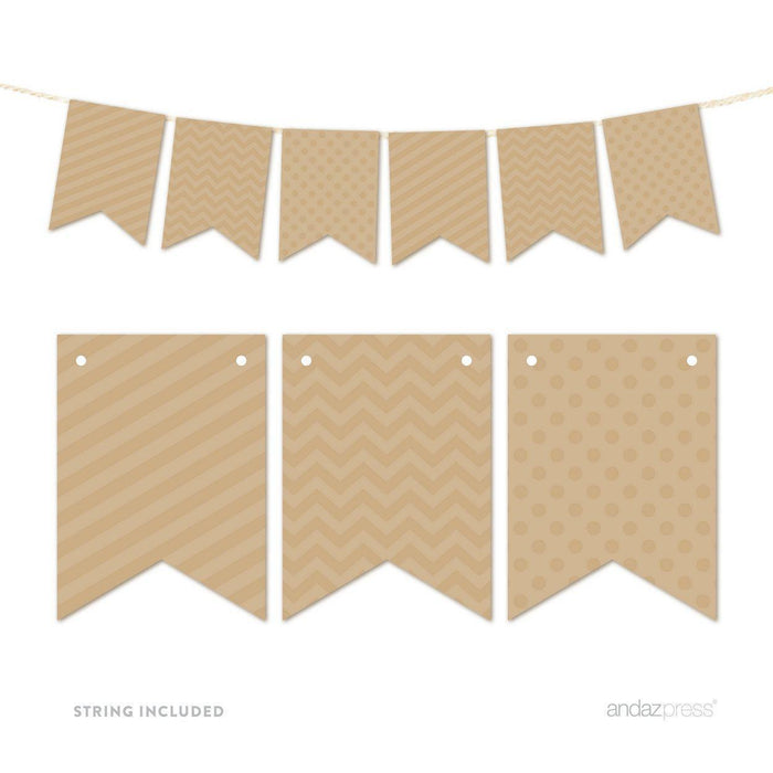 Hanging Pennant Banner Party Garland Decor-Set of 21-Andaz Press-Tan-