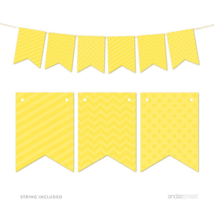 Hanging Pennant Banner Party Garland Decor-Set of 21-Andaz Press-Yellow-