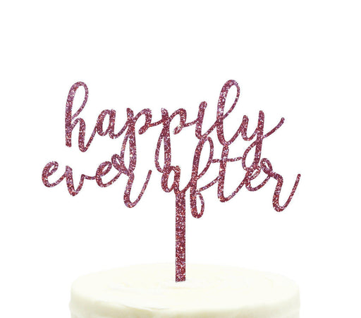 Happily Ever After Glitter Acrylic Wedding Cake Toppers-Set of 1-Andaz Press-Gold-