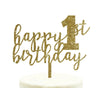 Happy 1st Birthday Glitter Acrylic Cake Toppers-Set of 1-Andaz Press-Gold-