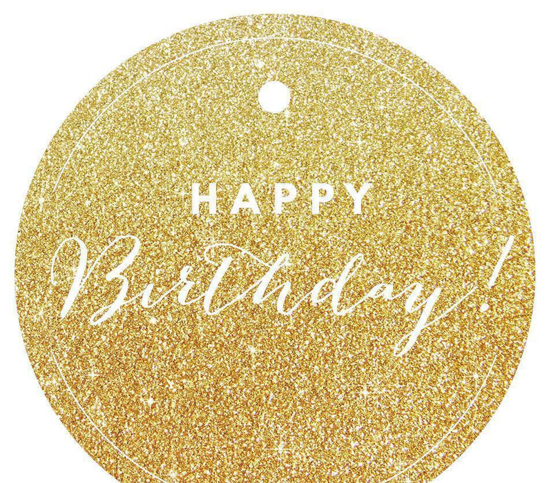 Happy Birthday! Circle Gift Tags, Chic Style-Set of 24-Andaz Press-Ivory-