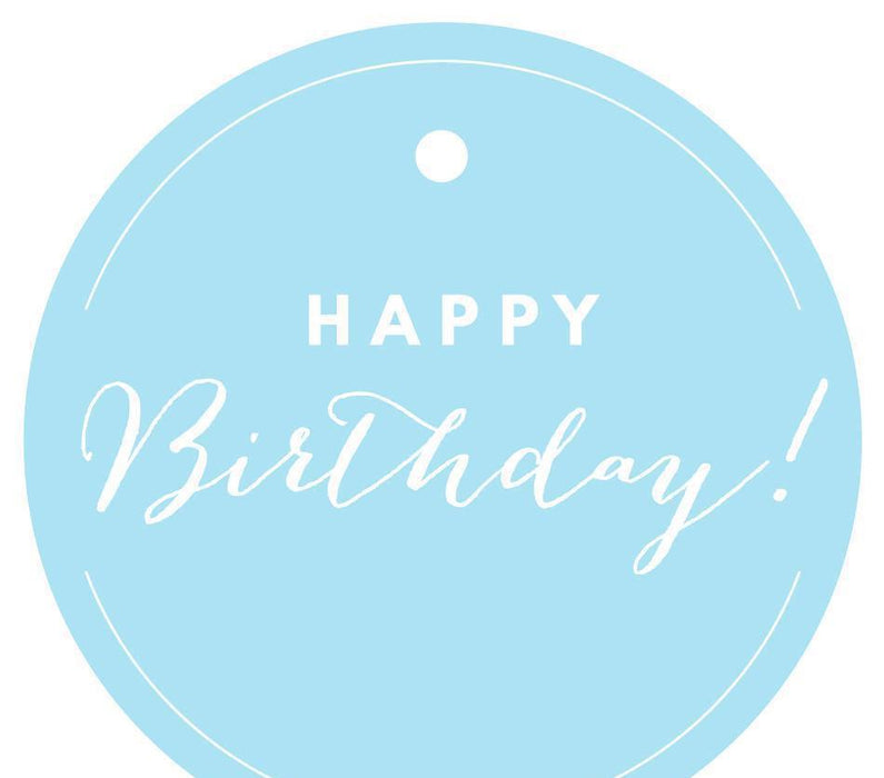 Happy Birthday! Circle Gift Tags, Chic Style-Set of 24-Andaz Press-Baby Blue-