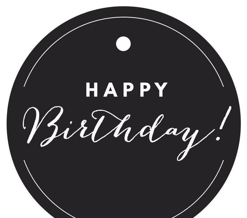 Happy Birthday! Circle Gift Tags, Chic Style-Set of 24-Andaz Press-Black-