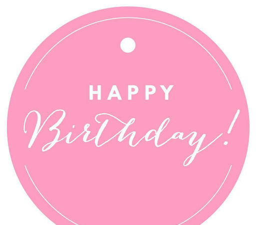Happy Birthday! Circle Gift Tags, Chic Style-Set of 24-Andaz Press-Bubblegum Pink-