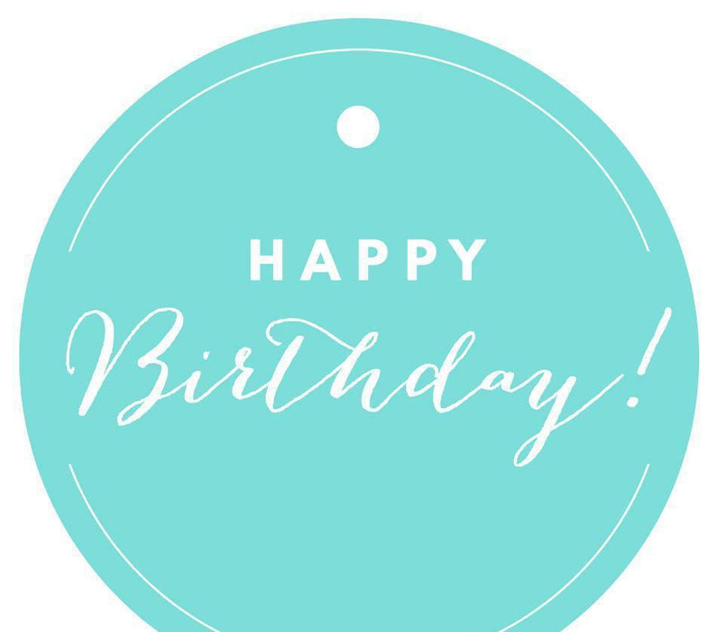 Happy Birthday! Circle Gift Tags, Chic Style-Set of 24-Andaz Press-Diamond Blue-