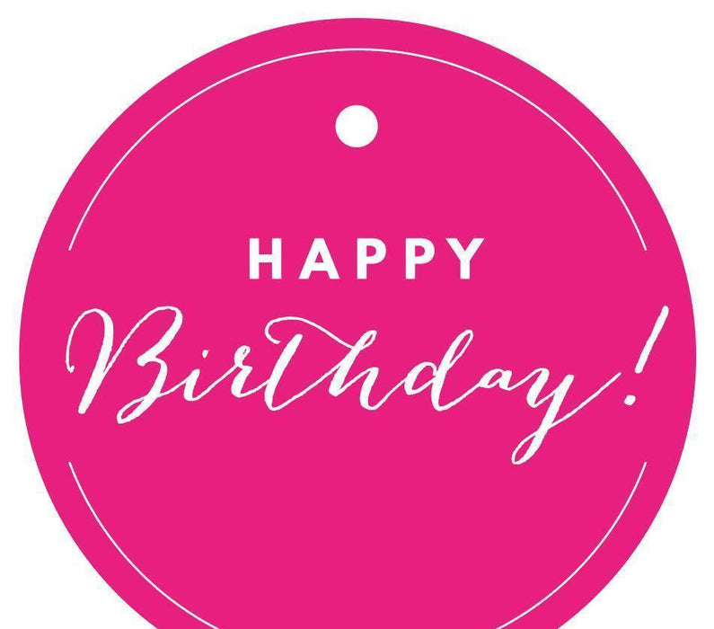 Happy Birthday! Circle Gift Tags, Chic Style-Set of 24-Andaz Press-Fuchsia-