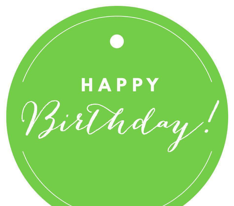 Happy Birthday! Circle Gift Tags, Chic Style-Set of 24-Andaz Press-Kiwi Green-