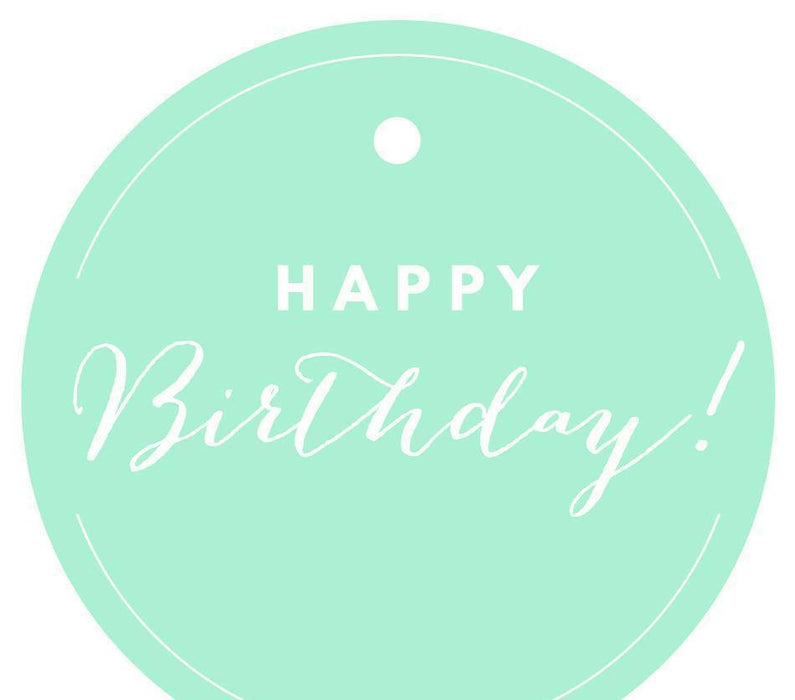 Happy Birthday! Circle Gift Tags, Chic Style-Set of 24-Andaz Press-Mint Green-