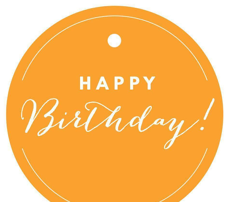 Happy Birthday! Circle Gift Tags, Chic Style-Set of 24-Andaz Press-Orange-