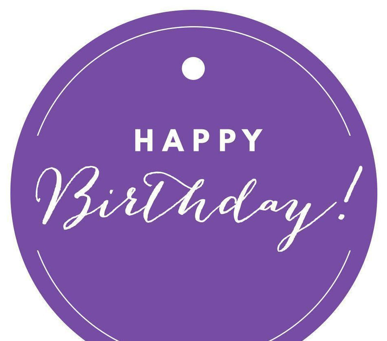 Happy Birthday! Circle Gift Tags, Chic Style-Set of 24-Andaz Press-Purple-