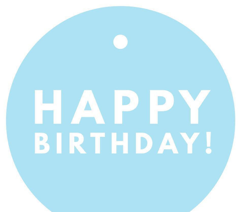 Happy Birthday! Circle Gift Tags, Modern Style-Set of 24-Andaz Press-Baby Blue-