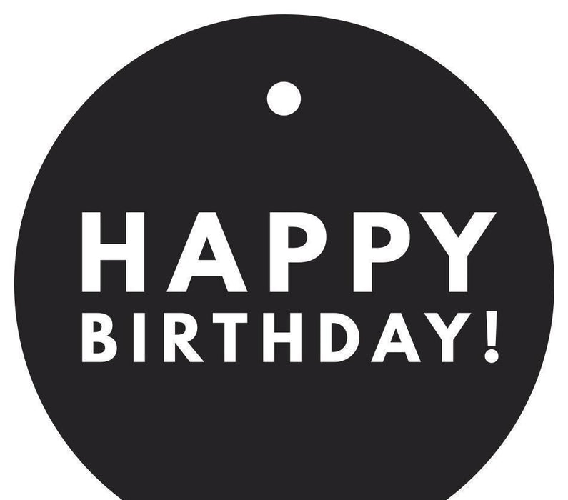 Happy Birthday! Circle Gift Tags, Modern Style-Set of 24-Andaz Press-Black-