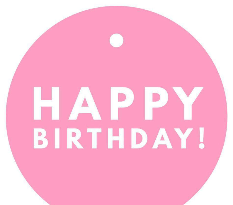 Happy Birthday! Circle Gift Tags, Modern Style-Set of 24-Andaz Press-Bubblegum Pink-