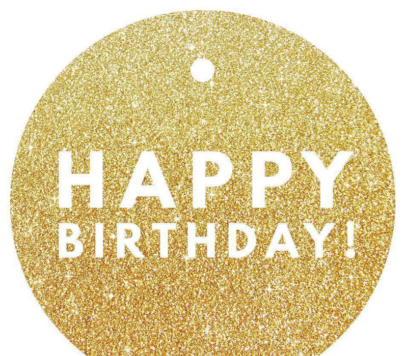 Happy Birthday! Circle Gift Tags, Modern Style-Set of 24-Andaz Press-Gold-