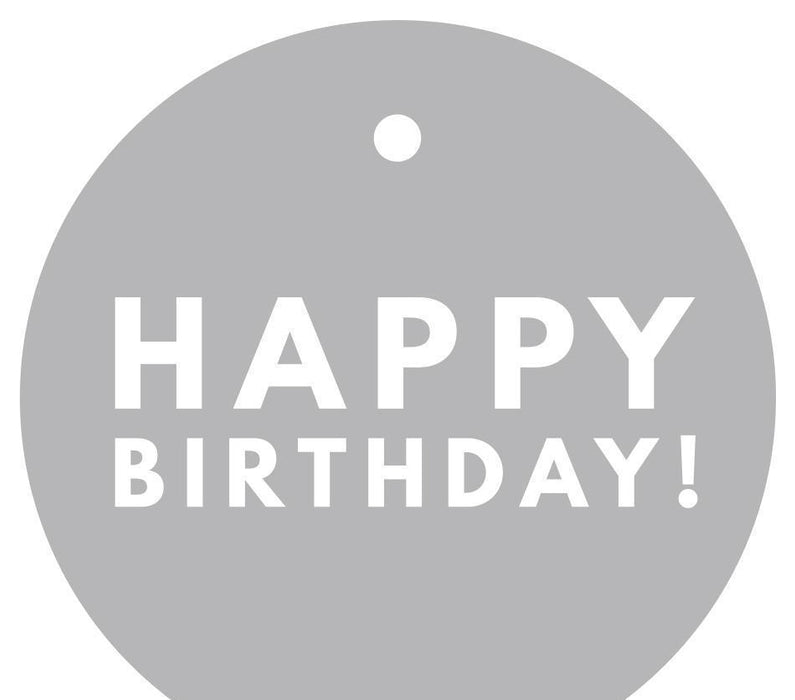 Happy Birthday! Circle Gift Tags, Modern Style-Set of 24-Andaz Press-Gray-