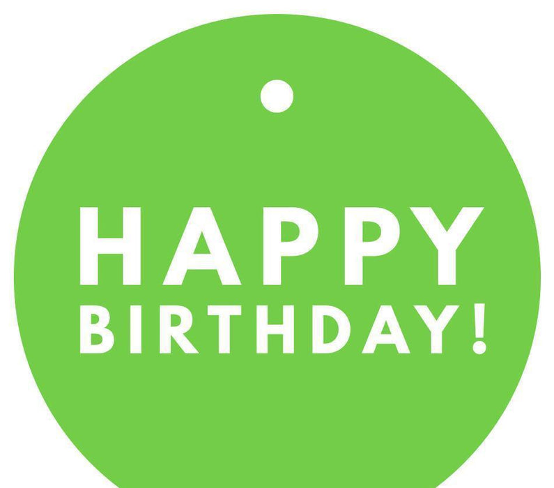 Happy Birthday! Circle Gift Tags, Modern Style-Set of 24-Andaz Press-Kiwi Green-