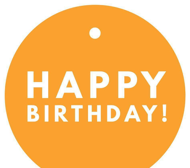 Happy Birthday! Circle Gift Tags, Modern Style-Set of 24-Andaz Press-Orange-