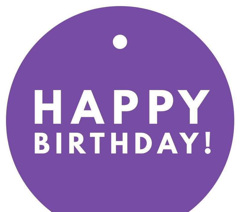 Happy Birthday! Circle Gift Tags, Modern Style-Set of 24-Andaz Press-Purple-