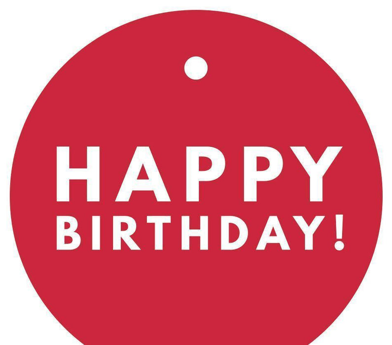 Happy Birthday! Circle Gift Tags, Modern Style-Set of 24-Andaz Press-Red-
