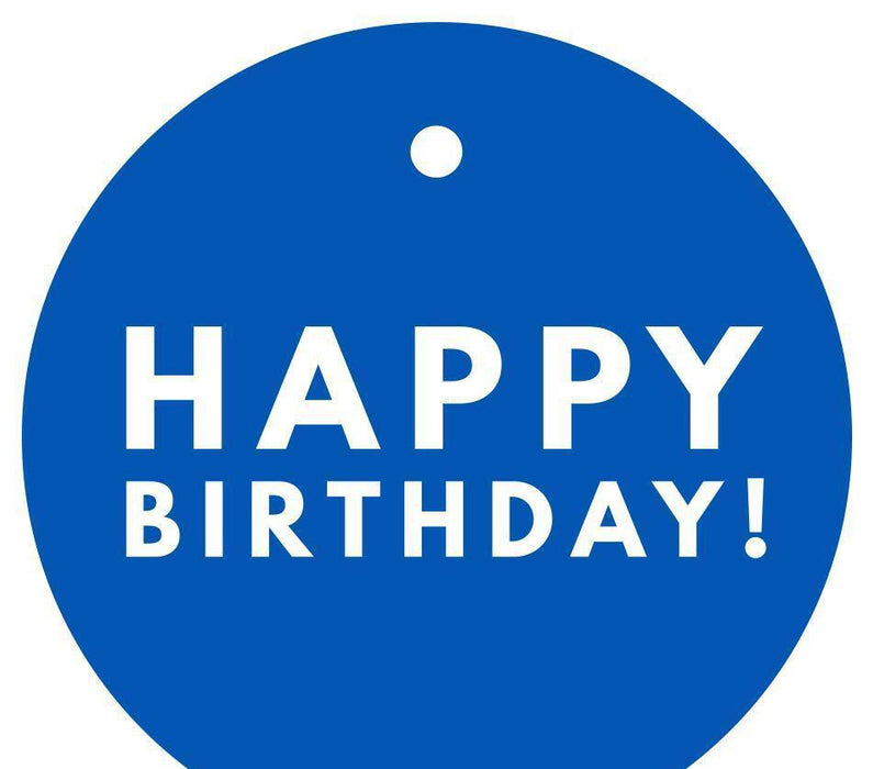 Happy Birthday! Circle Gift Tags, Modern Style-Set of 24-Andaz Press-Royal Blue-