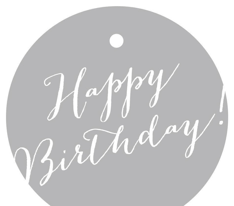 Happy Birthday! Circle Gift Tags, Whimsical Style-Set of 24-Andaz Press-Ivory-