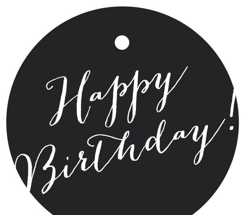 Happy Birthday! Circle Gift Tags, Whimsical Style-Set of 24-Andaz Press-Black-
