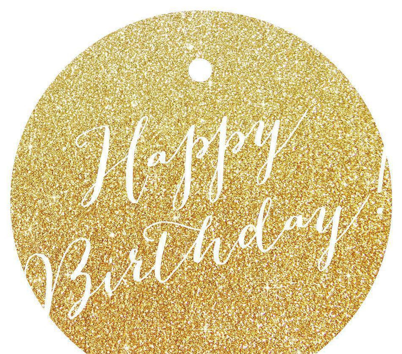 Happy Birthday! Circle Gift Tags, Whimsical Style-Set of 24-Andaz Press-Gold-