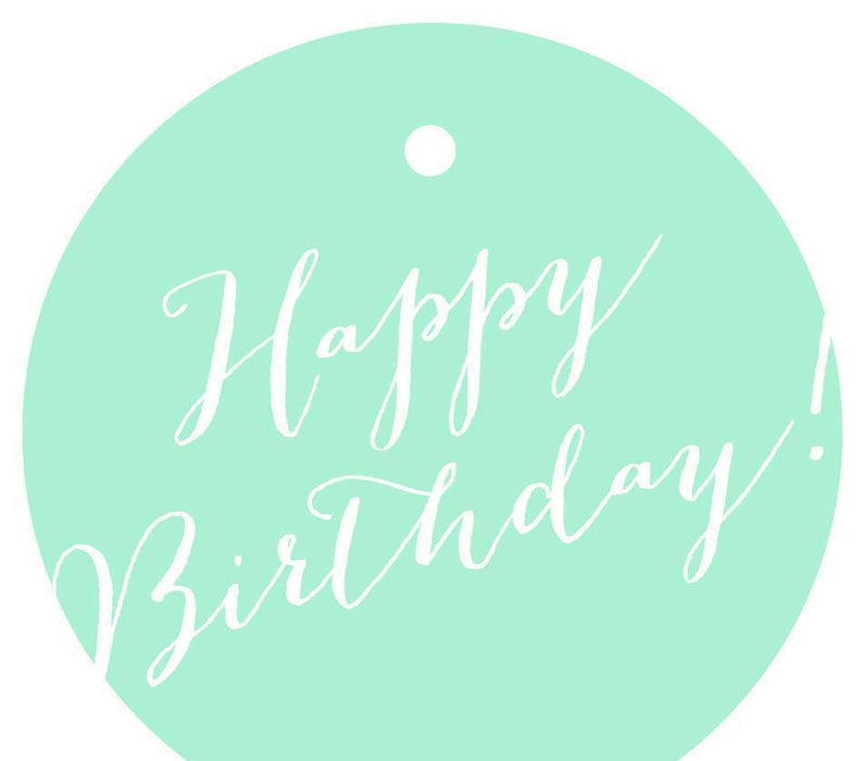 Happy Birthday! Circle Gift Tags, Whimsical Style-Set of 24-Andaz Press-Mint Green-
