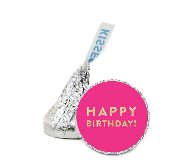 Happy Birthday! Gold Glitter Hershey's Kisses Stickers-Set of 216-Andaz Press-Fuchsia-