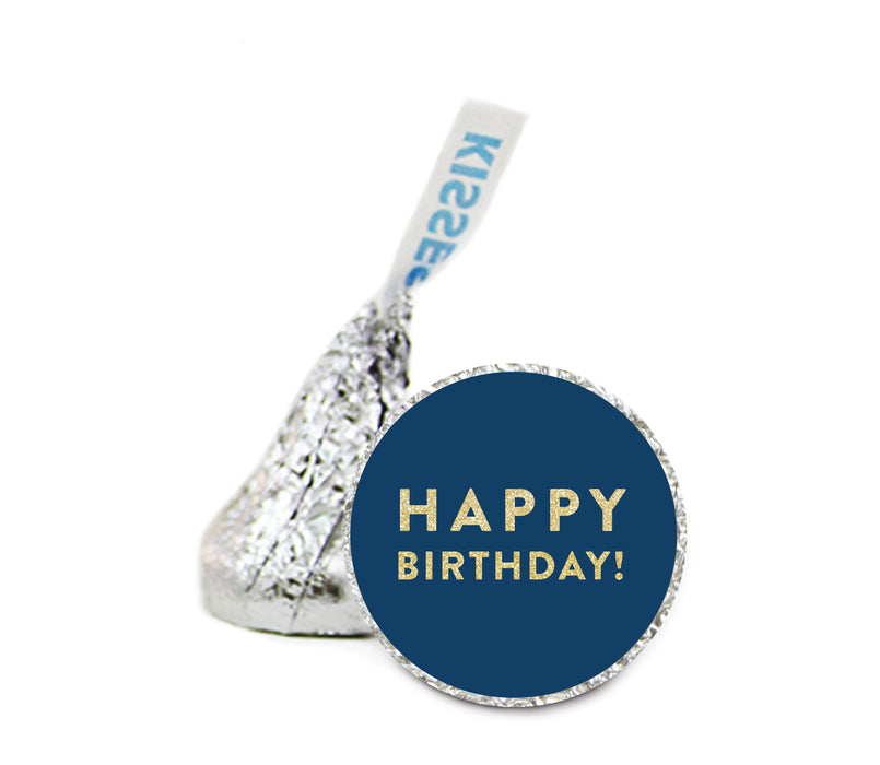 Happy Birthday! Gold Glitter Hershey's Kisses Stickers-Set of 216-Andaz Press-Navy Blue-