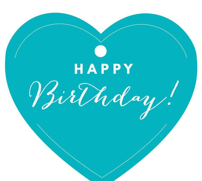 Happy Birthday! Heart Gift Tags, Chic Style-Set of 30-Andaz Press-Aqua-