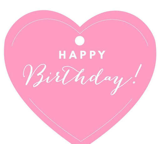Happy Birthday! Heart Gift Tags, Chic Style-Set of 30-Andaz Press-Bubblegum Pink-
