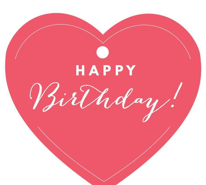 Happy Birthday! Heart Gift Tags, Chic Style-Set of 30-Andaz Press-Coral-