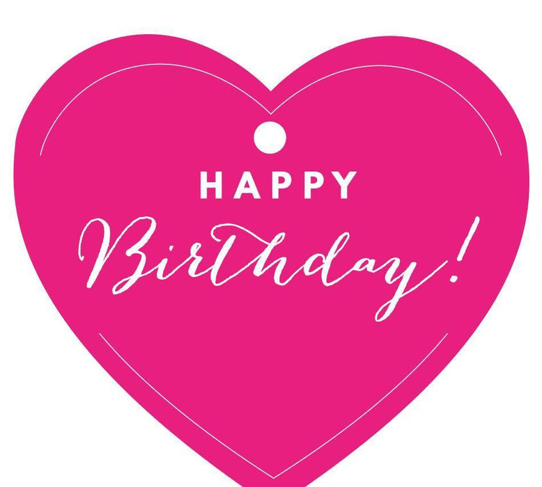 Happy Birthday! Heart Gift Tags, Chic Style-Set of 30-Andaz Press-Fuchsia-