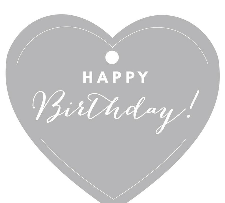 Happy Birthday! Heart Gift Tags, Chic Style-Set of 30-Andaz Press-Gray-
