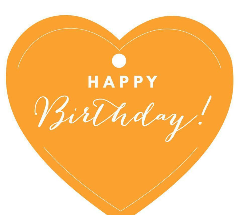 Happy Birthday! Heart Gift Tags, Chic Style-Set of 30-Andaz Press-Orange-