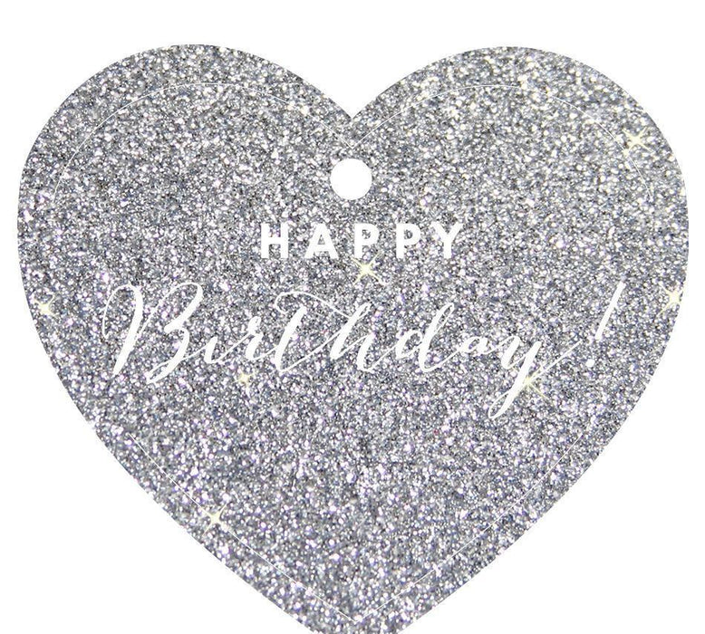 Happy Birthday! Heart Gift Tags, Chic Style-Set of 30-Andaz Press-Silver-