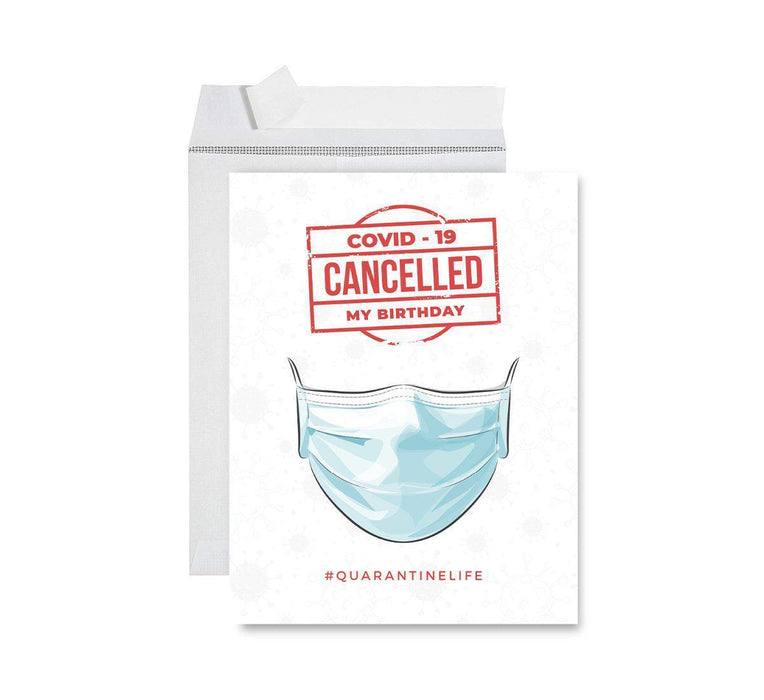 Happy Birthday Quarantine Jumbo Card for Social Distance Celebrations-Set of 1-Andaz Press-Happy Birthday In Quarantine, Caution Tape Design-