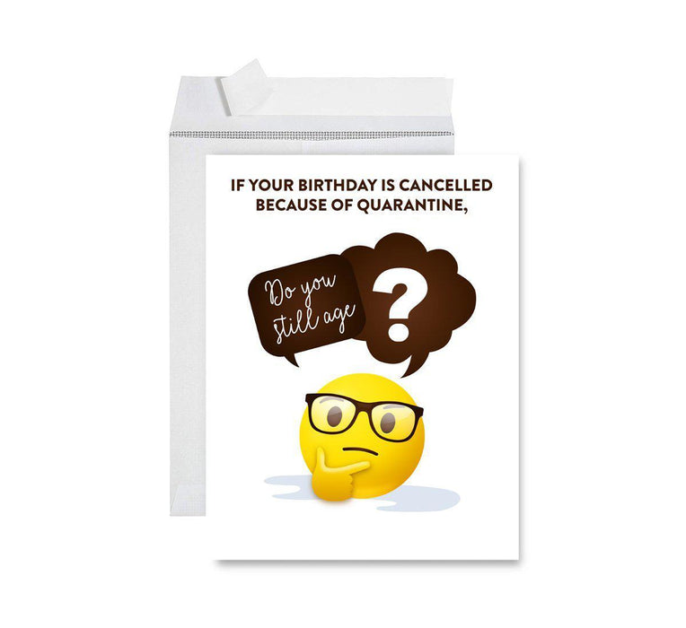 Happy Birthday Quarantine Jumbo Card for Social Distance Celebrations-Set of 1-Andaz Press-Happy Birthday In Quarantine, Caution Tape Design-