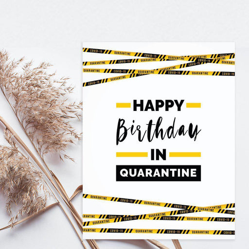 Happy Birthday Quarantine Jumbo Card for Social Distance Celebrations-Set of 1-Andaz Press-Happy Birthday In Quarantine, Caution Tape Design-