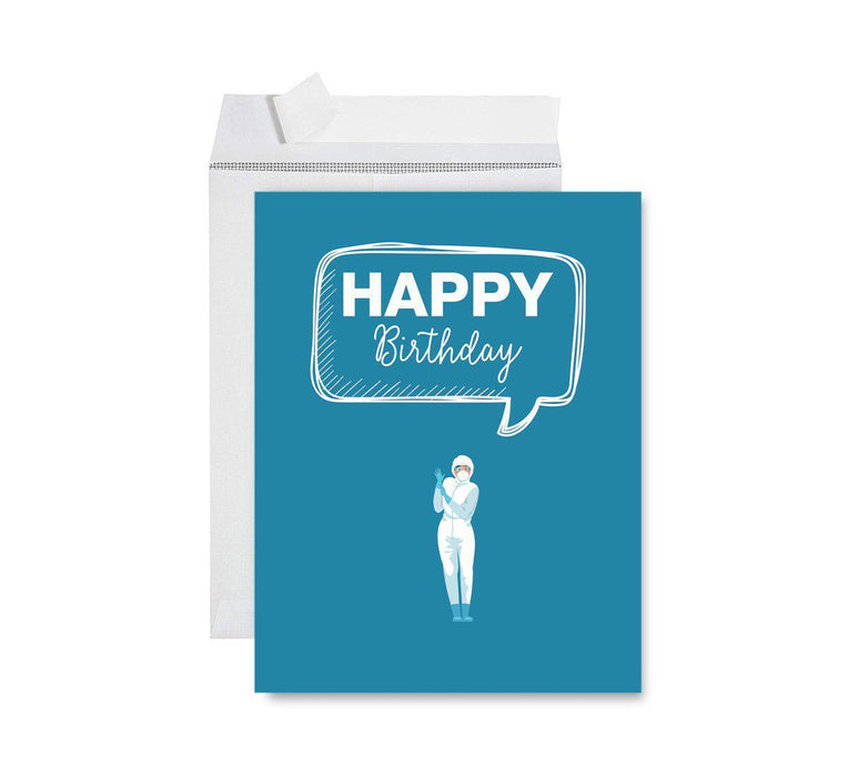 Happy Birthday Quarantine Jumbo Card for Social Distance Celebrations-Set of 1-Andaz Press-Happy Birthday In Quarantine, Caution Tape Design-