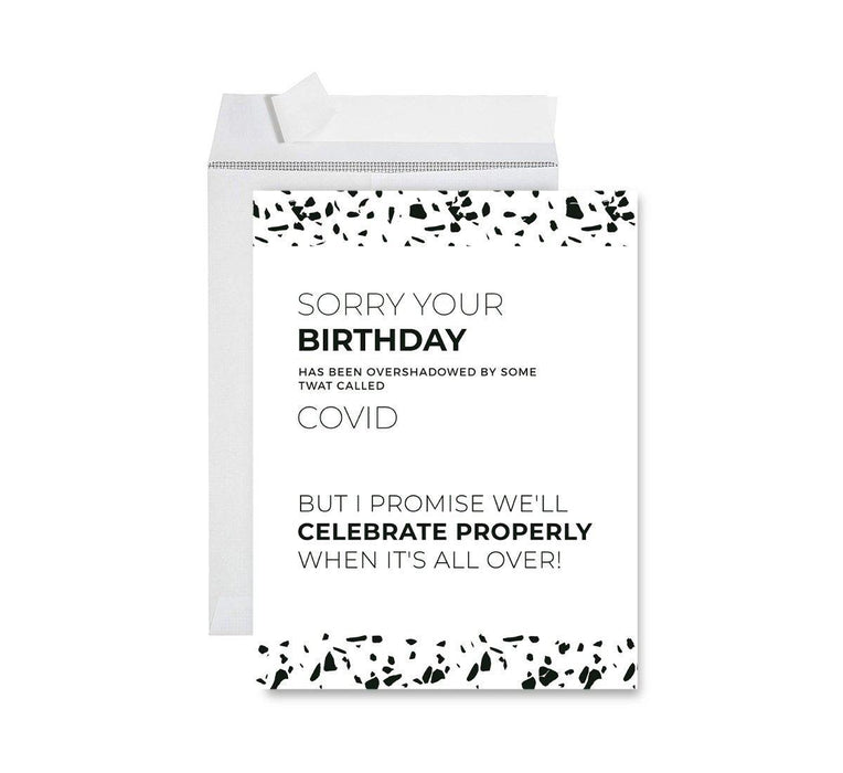 Happy Birthday Quarantine Jumbo Card for Social Distance Celebrations-Set of 1-Andaz Press-Happy Birthday In Quarantine, Caution Tape Design-