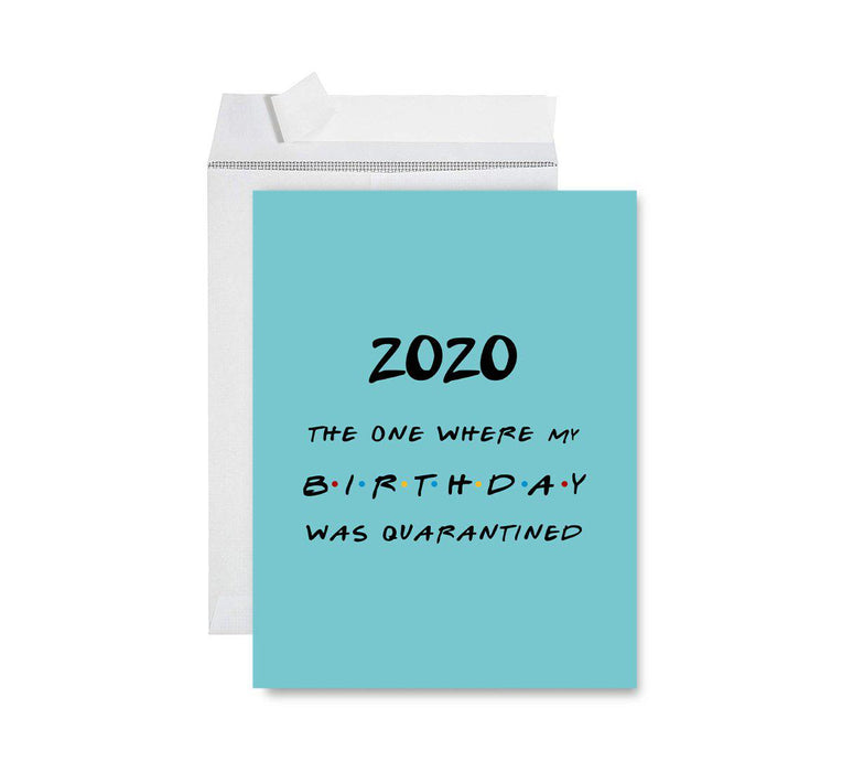 Happy Birthday Quarantine Jumbo Card for Social Distance Celebrations-Set of 1-Andaz Press-Happy Birthday In Quarantine, Caution Tape Design-