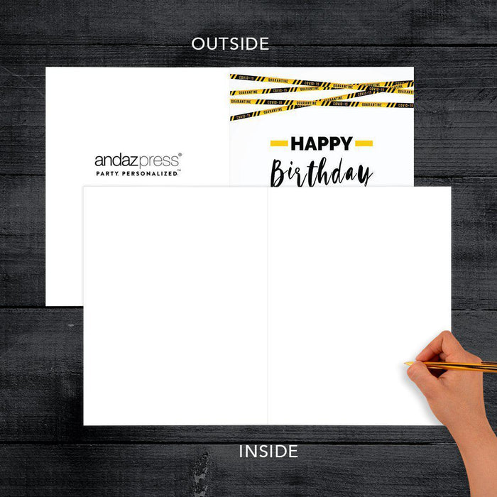 Happy Birthday Quarantine Jumbo Card for Social Distance Celebrations-Set of 1-Andaz Press-Happy Birthday In Quarantine, Caution Tape Design-