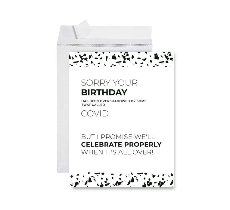 Happy Birthday Quarantine Jumbo Card for Social Distance Celebrations-Set of 1-Andaz Press-Birthday Has Been Overshadowed By Some Twat Called-