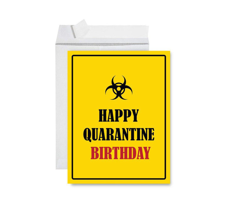 Happy Birthday Quarantine Jumbo Card for Social Distance Celebrations-Set of 1-Andaz Press-Happy Birthday Quarantine Biohazard Sign-